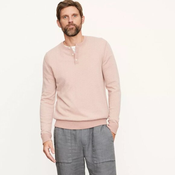 NWT Vince Men's Birdseye Henley - Himalayan/Pearl - Small - Picture 1 of 8